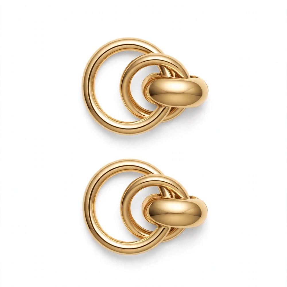 Gold-Tone Interlocking Circle Knot Earrings - Women Jewelry